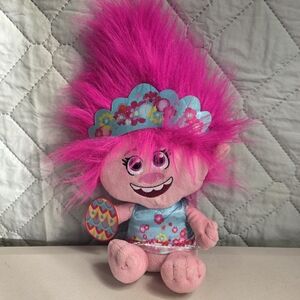 DREAMWORKS Trolls World Tour “Poppy” Pink Plush Troll Doll Sitting